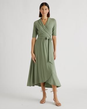 Quince Tencel Jersey Midi Wrap Dress - Green