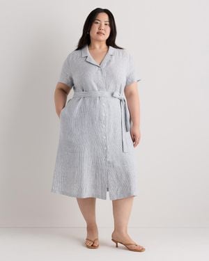 Quince 100% European Linen Button Front Dress - Gray
