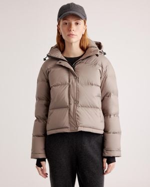 Quince Responsible Down Cropped Puffer Jacket, Recycled Polyester - Brown