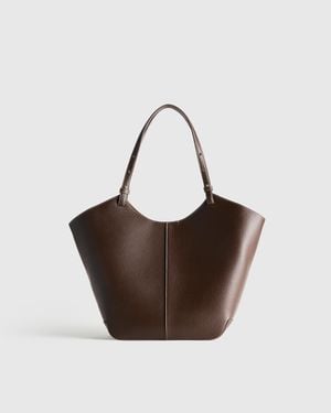 Quince Italian Leather Trapeze Tote - Brown
