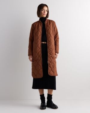Quince Featherless Quilted Puffer Long Coat, Recycled Polyester - Brown