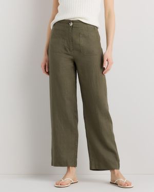 Quince 100% European Linen Patch Pocket Wide Leg Pants - Green
