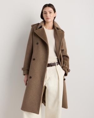 Quince 100% Mongolian Cashmere Trench Coat, Wool - Natural