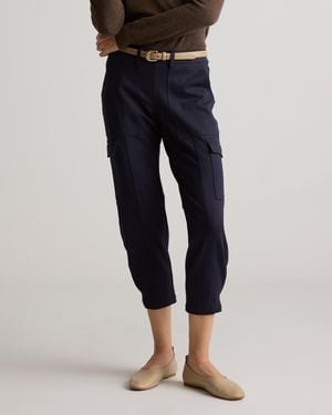 Quince Ultra-Stretch Ponte Tapered Cargo Pants, Rayon - Blue