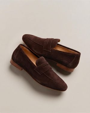 Quince Italian Suede Penny Loafer, Suede Leather - Brown