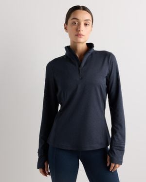Quince Flowknit Quarter-Zip Pullover, Recycled Polyester - Blue