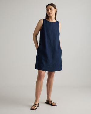 Quince 100% European Linen Tank Top Mini Dress - Blue