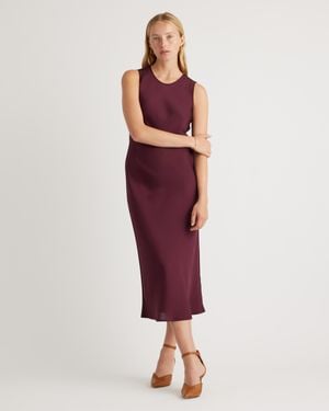 Quince Washable Stretch Silk Tank Top Midi Dress - Red