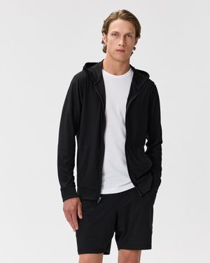 Quince Flowknit Performance Full-Zip Chest Pocket Hoodie, Recycled Polyester - Black