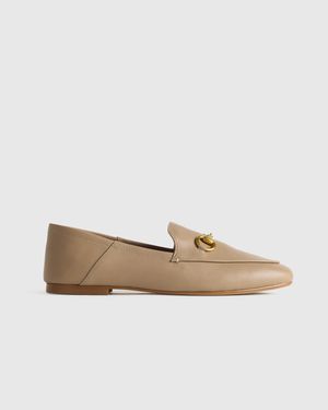 Quince Italian Leather Collapsible-Heel Horsebit Loafer - Natural