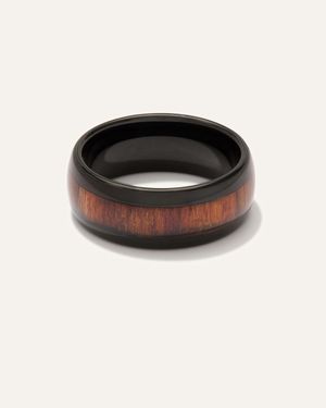 Quince Tungsten Carbide Wood Inlay Band Rings - Black