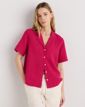 Quince Gauze Short Sleeve Shirt, Organic Cotton - Pink