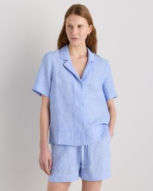 Quince 100% European Linen Short Sleeve Shirt - Blue