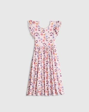Quince Bamboo Short Sleeve Flutter Twirl Dress - Pink