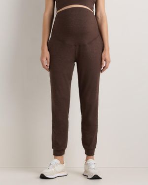 Quince Ultra-Soft Maternity Sweatpants, Recycled Polyester - Brown