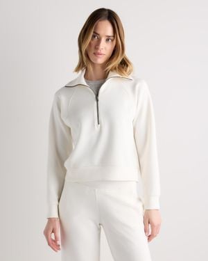 Quince Cloudcomfort Half Zip Sweatshirt, Tencel - White