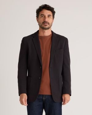 Quince Cotton Pique Knit Blazer, Organic Cotton - Black