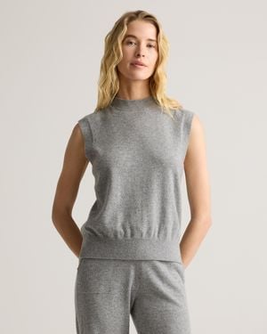 Quince Mongolian Cashmere Mock Neck Sweater Vest - Gray