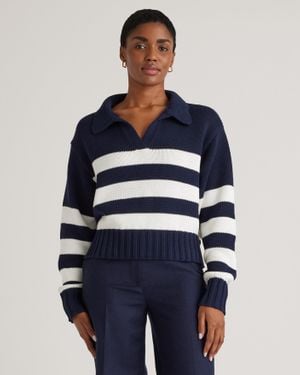 Quince 100% Organic Cropped Cotton Polo Sweater, Organic Cotton - Blue