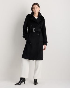 Quince 100% Mongolian Cashmere Trench Coat, Wool - Black