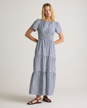 Quince Poplin Tiered Maxi Dress, Cotton - Blue
