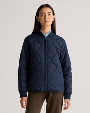 Quince Featherless Quilted Puffer Bomber Jacket, Recycled Polyester - Blue
