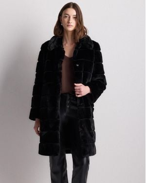 Quince Faux Fur Long Coat, Recycled Polyester - Black