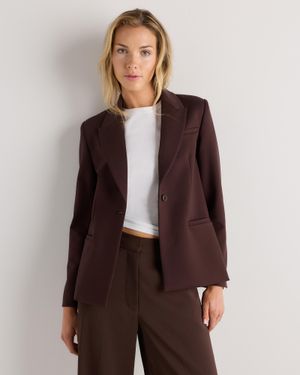 Quince Ultra-Stretch Ponte Single-Breasted Blazer, Rayon - Brown
