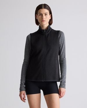 Quince Sweater-Knit Fleece Full-Zip Vest, Recycled Polyester - Black