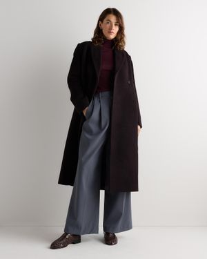 Quince Wool Cashmere Tailored Long Coat - Black