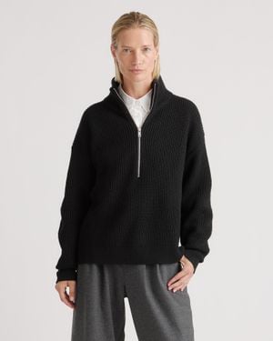 Quince Australian Merino Wool Half Zip Sweater - Black