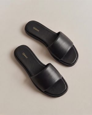 Quince Italian Leather Slide Sandal - Black