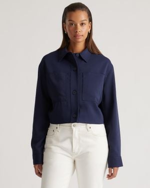 Quince Stretch Crepe Cropped Jacket, Recycled Polyester Spandex - Blue
