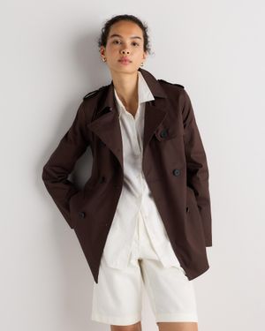 Quince Comfort Stretch Short Trench Coat, Organic Cotton - Brown