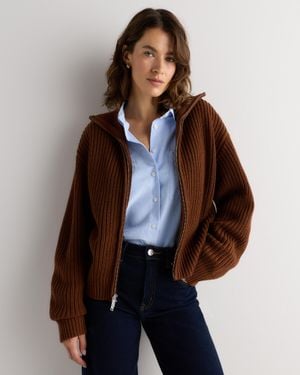 Quince Australian Merino Wool Full Zip Sweater - Brown
