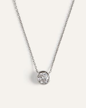 Quince 14K Lab Grown Diamond Bezel Necklace - White