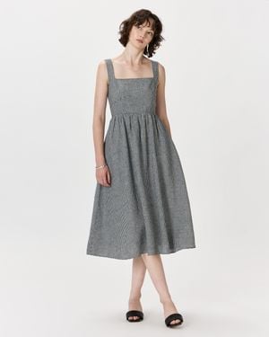 Quince 100% European Linen Fit & Flare Midi Dress - Gray