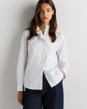 Quince Lace Ruffle Blouse, Organic Cotton - White