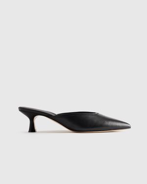 Quince Italian Leather 55Mm Kitten Heel Mule - Black