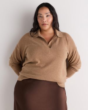 Quince Mongolian Cashmere Polo Sweater - Brown