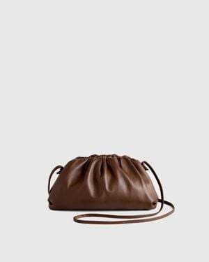 Quince Italian Leather Pouch Crossbody Clutch - Brown