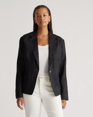 Quince 100% European Linen Structured Blazer - Black