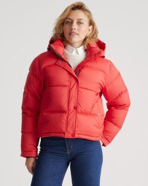 Quince Responsible Down Cropped Puffer Jacket, Recycled Polyester - Red