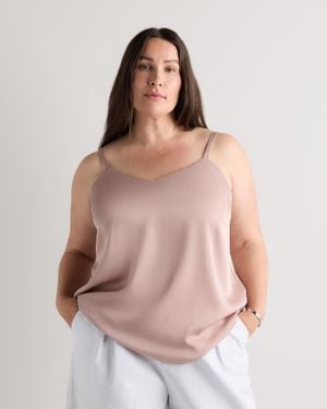 Quince Washable Stretch Silk V-Neck Cami - Natural
