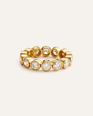 Quince 14K Lab Grown Diamond Round Bezel Eternity Band Rings 3Ctw - Metallic