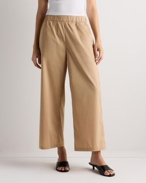 Quince 100% Organic Lightweight Poplin Wide Leg Pants, Organic Cotton - Natural