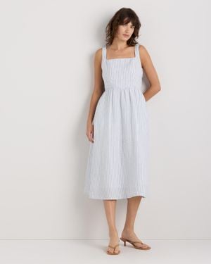 Quince 100% European Linen Fit & Flare Midi Dress - White