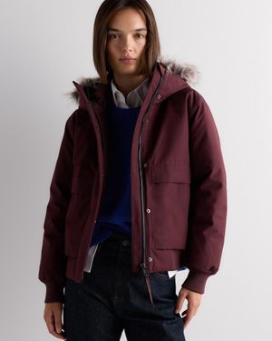 Quince Responsible Down Hooded Short Parka, Recycled Polyester - Brown