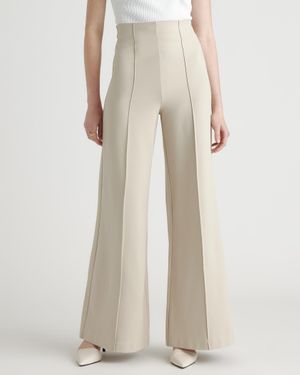 Quince Ultra-Stretch Ponte Super Wide Leg Pants, Rayon - Natural
