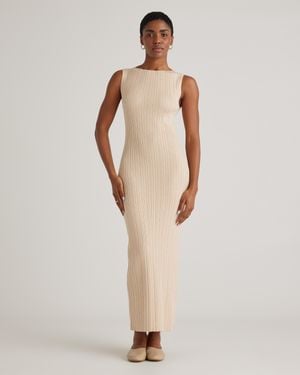 Quince Cotton Cashmere Ribbed Sleeveless Midi Dress - Natural